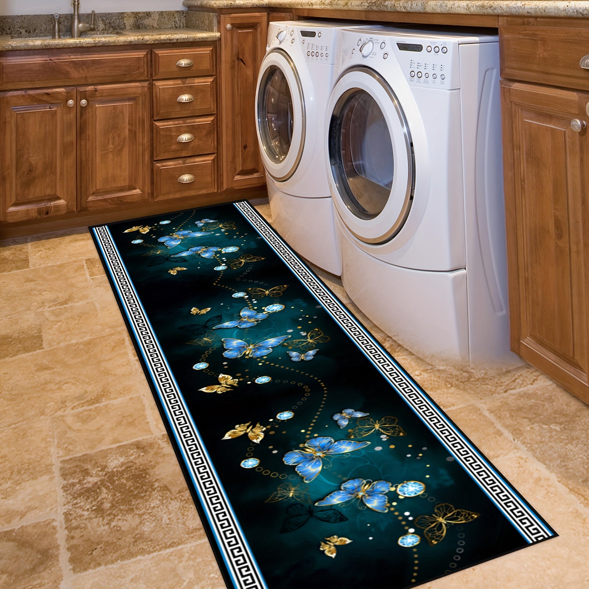 Nordic Long Hallway Rug Kitchen Mat Non-Slip Waterproof Washable