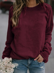 Solid Pullover Sweatshirt Long Sleeve Crew Neck Sweatshirt