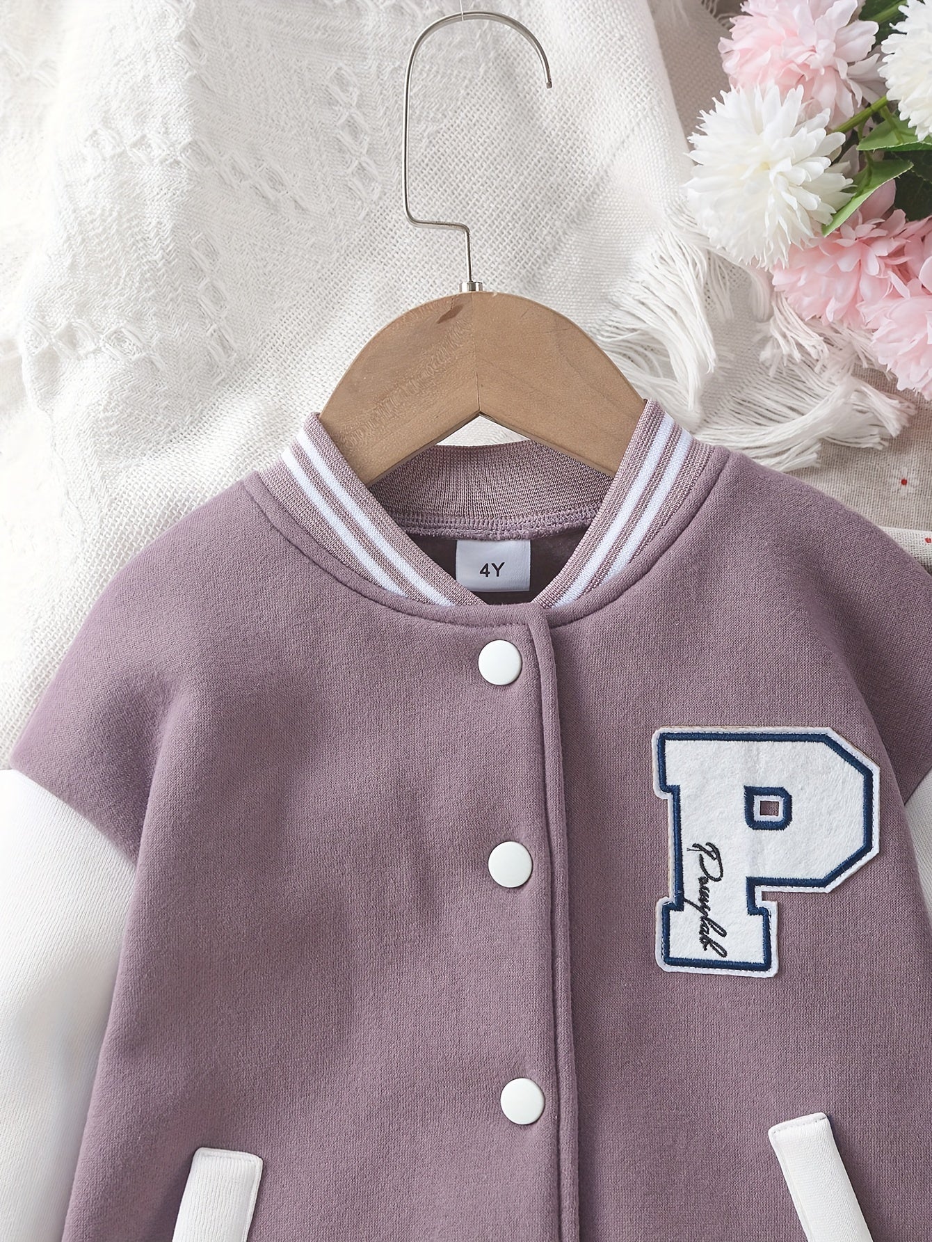 Toddler Girls Splicing Button Front Long Sleeve Jacket