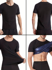 Men's Compression Sweat Sauna T Shirt High Stretch Comfy Tee Top