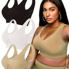 3 Pack Plus Size Casual Bras Set Breathable Sports Bra 3pcs Set