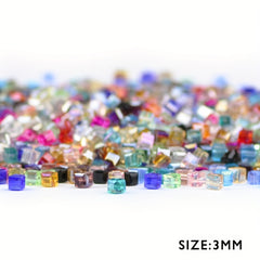 100pcs 3mm Hand Square Beads AB Plated Glass Crystal DIY Jewelry