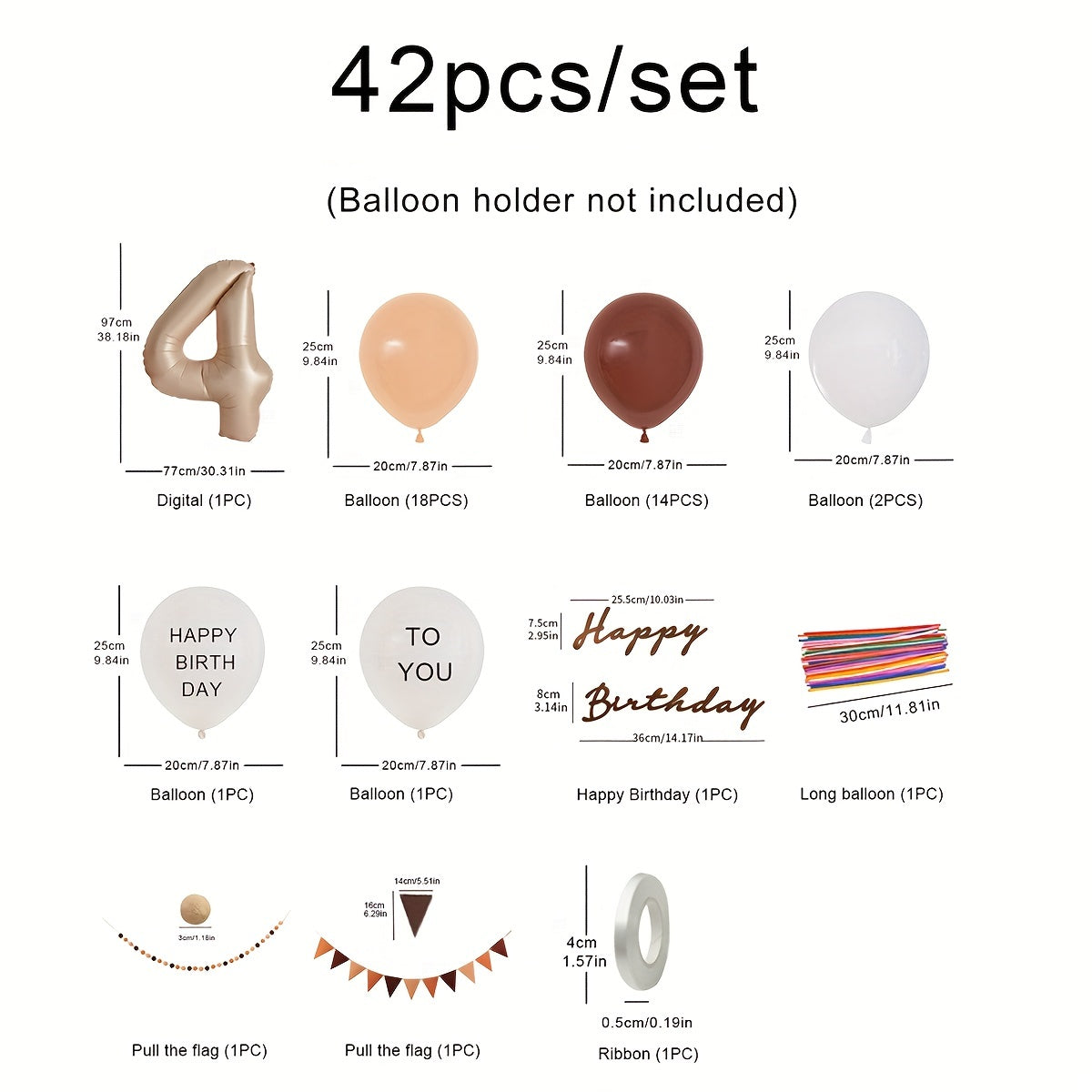 42pcs Retro Style Birthday Balloon Party Decoration Set