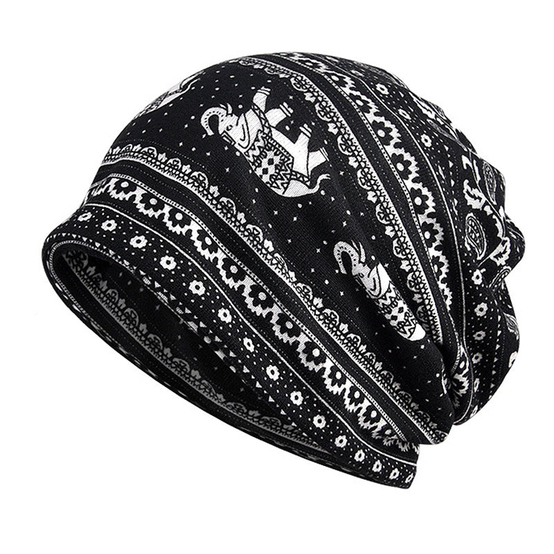 Vintage Bohemian Style Fleece Knitted Hat & Scarf Set for Christmas Party