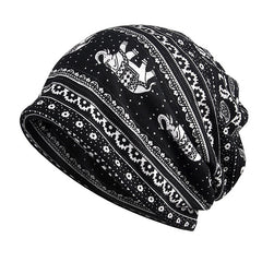 Vintage Bohemian Style Fleece Knitted Hat & Scarf Set for Christmas Party