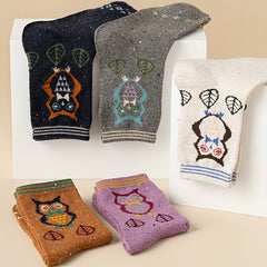 5 Pairs Owl Print Socks Cute & Cozy Women's Stockings & Hosiery