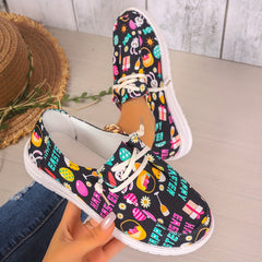 Women's Easter Eggs & Cartoon Rabbit Print Boat Shoes Low Casual Flats Low
