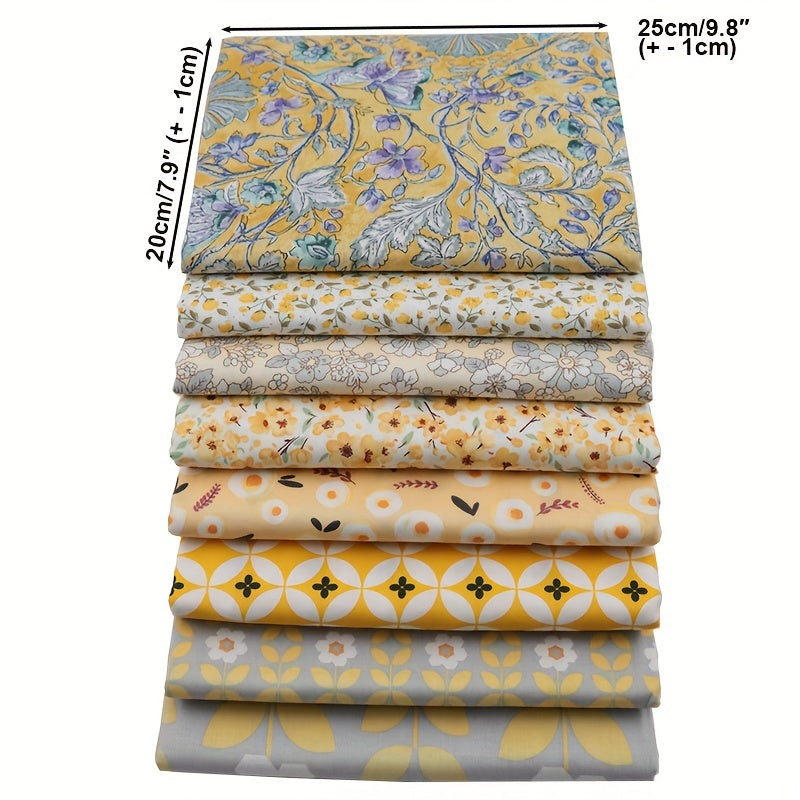8pcs Floral Pattern Quilting Fabric Cotton Craft DIY Doll Clothes Fabric