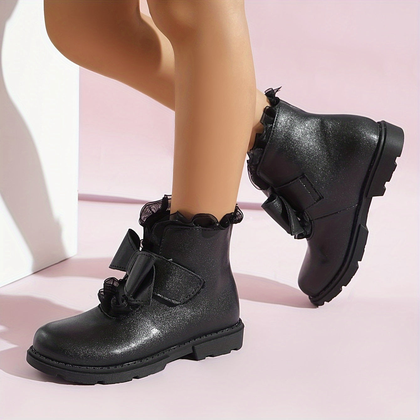 Girls Bowknot Boots Lightweight Non Slip Boots