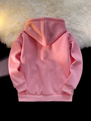 Girls Bear Print Warm Winter Hoodie Plush Pullover Sweatshirt