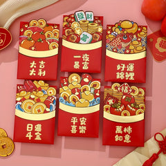 6pcs Year Of The Dragon Red Packet Lucky Money Envelopes