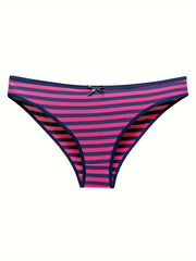 6 Pack Women's Plus Size Panties Set Strip Print Knot Front