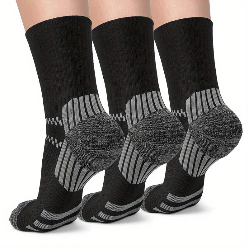 3 Pairs Compression Crew Socks 15-20 mmHg Support Recovery