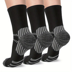 3 Pairs Compression Crew Socks 15-20 mmHg Support Recovery