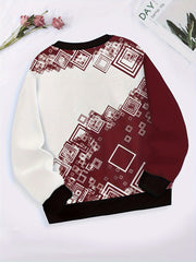 Girls Squares Pattern Crew Neck Sweatshirt Spring Fall Christmas Gift