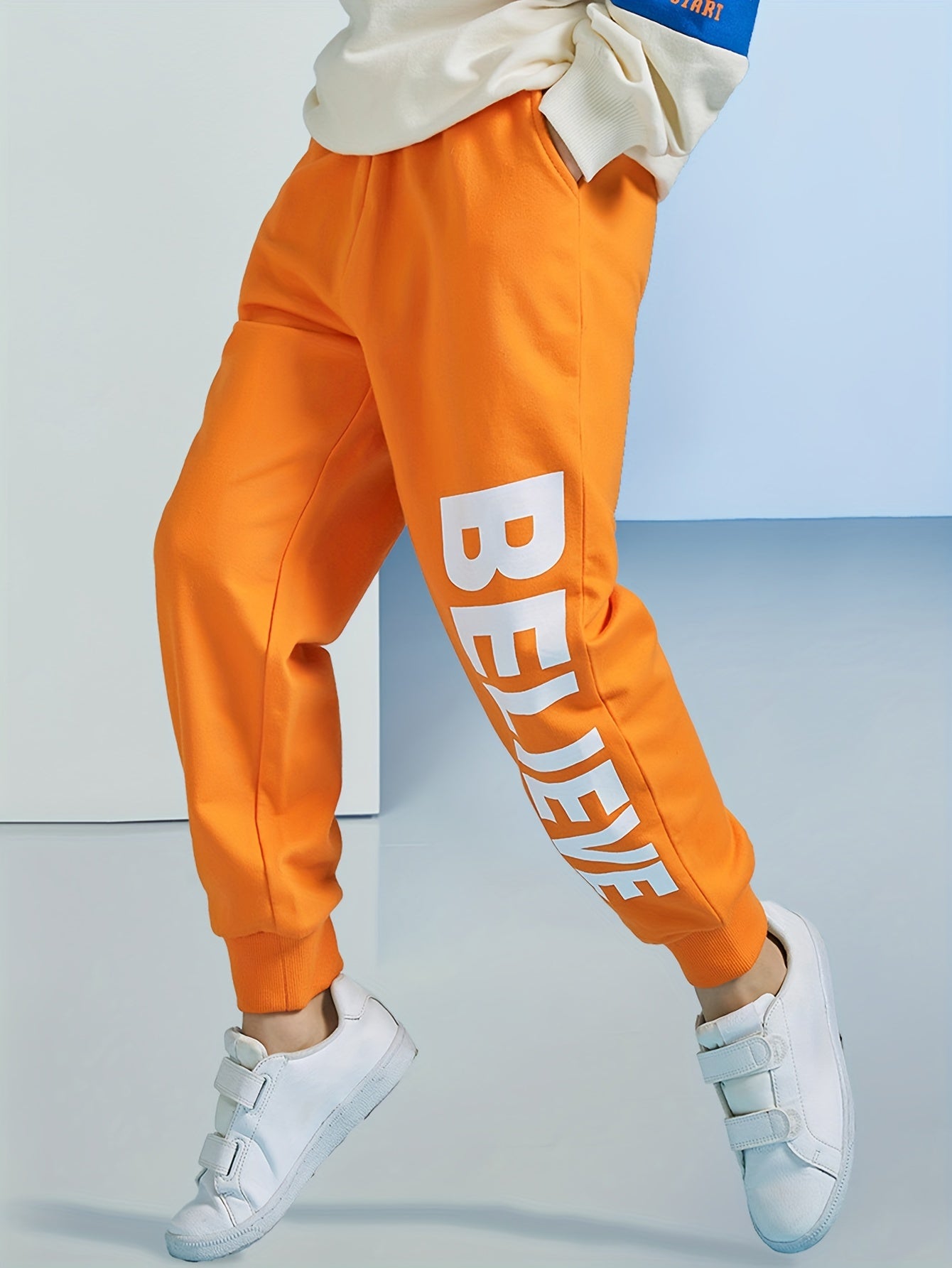 JUST RIGHT Letter Print Boys Active Sweatpants Comfortable Joggers