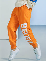 JUST RIGHT Letter Print Boys Active Sweatpants Comfortable Joggers