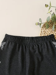 Girls' Butterfly Print Short Leggings for Summer