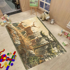 Natural Forest Deer Pattern Floor Mat Anti Slip Waterproof Mat