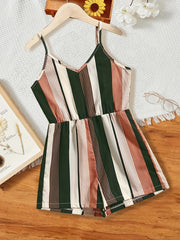 Girls Striped Casual Cami Rompers Jumpsuits For Beach Vacation