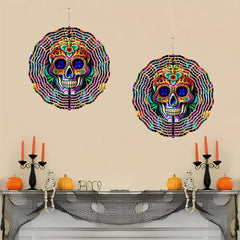 1pc Skeleton 3D Wind Spinner Halloween Outdoor Hanging Spinner Art