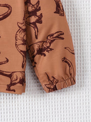 Boys Dinosaur Print Hooded Jacket Zip Up Kids Clothing