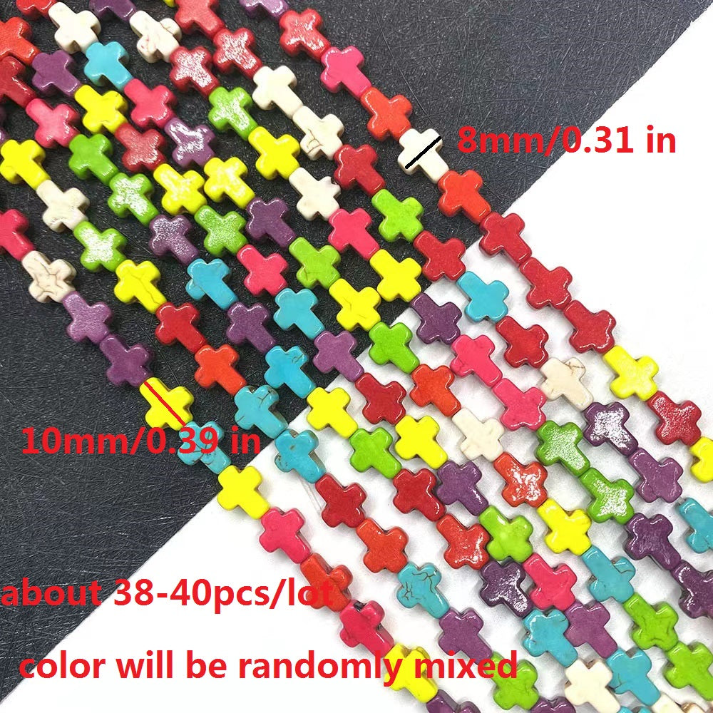 36pcs 8 10mm Cross Beads for DIY Jewelry Making