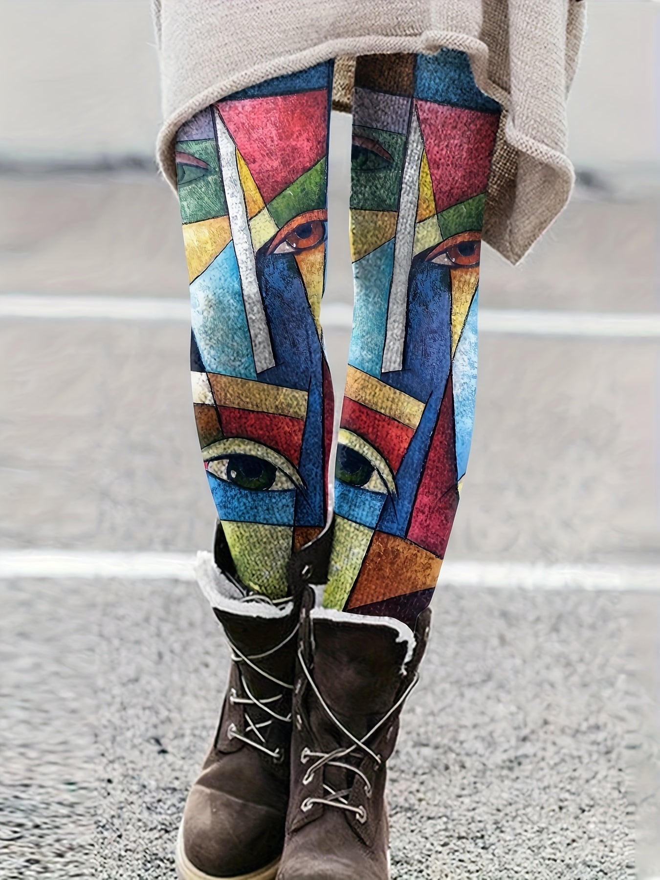 Abstract Print Slimming Leggings