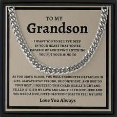 Fashion Cuban Necklace Stainless Steel Pendant Meaningful Gift For Grandson