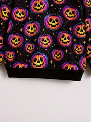 Halloween Pumpkin Print Boys Pullover Sweatshirt