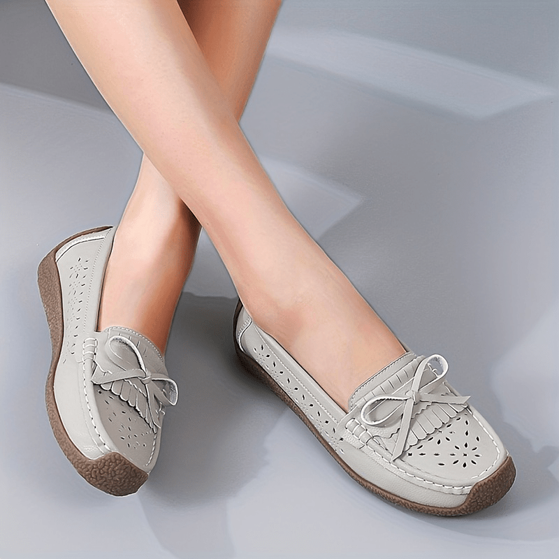Women's Hollow Out Slip On Flat Shoes with Bowknot Details
