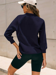 Solid Raglan Neck Pullover Sweatshirt for Women