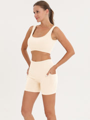 Ribbed Crop Top & High Waist Butt Lifting Shorts Set