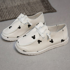 Women's Animal Print Canvas Shoes Lightweight Low Top Lace Up Shoes