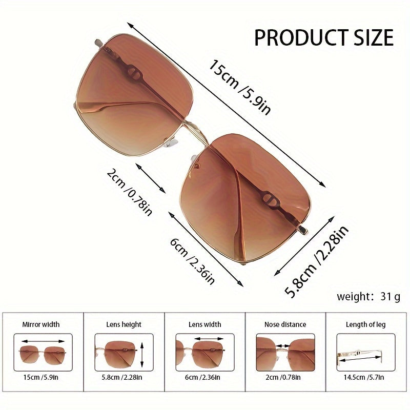 Large Square Frame Gradient Sunglasses Retro Glasses