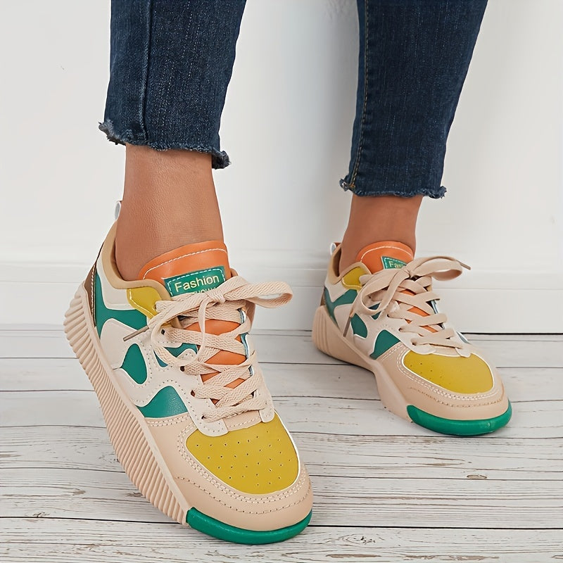 Women's Lace-Up Skater Sneakers Non-Slip Casual Shoes