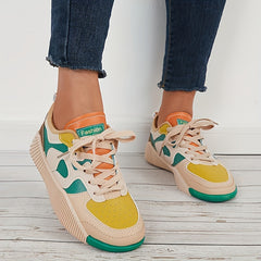 Women's Lace-Up Skater Sneakers Non-Slip Casual Shoes