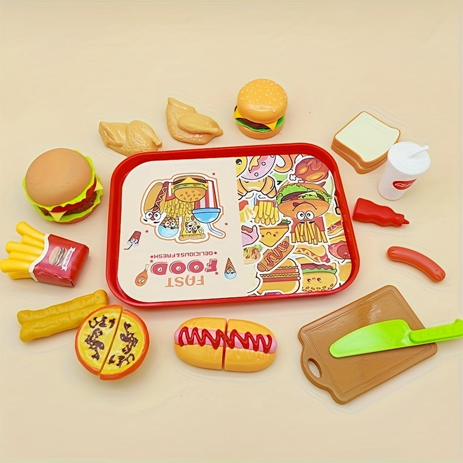 Kitchen Western Set Pretend Delicious Burger Hot Dog French Fries Breakfast Set
