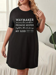 Women's Sleep Dress Letter Print Short Sleeve
