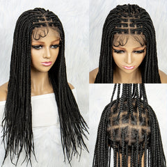 60 96 Cm Full Lace Box Braid Wigs Pre Plucked 180 Density
