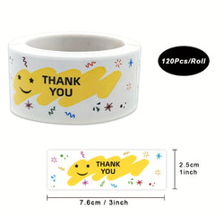 120 Thank You Stickers Rectangular Sealing Paper Takeout Packaging Label