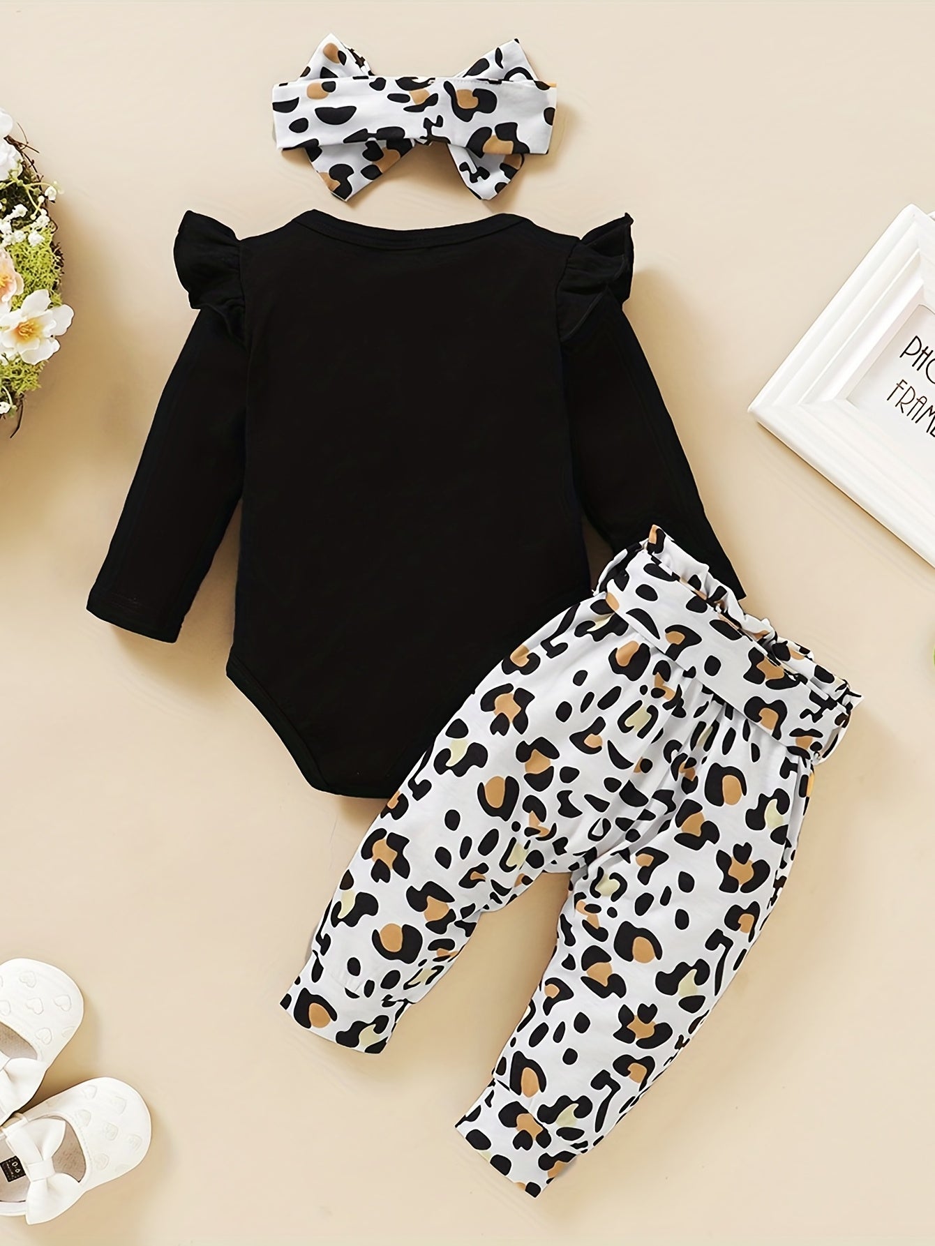 2pcs Baby Girl Ruffle Romper Floral Pants Set Newborn Outfit