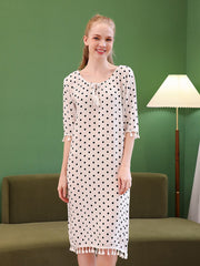 Polka Dot Print Lace Up Sleep Dress