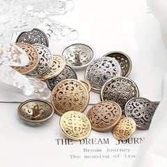 10pcs Hollow Button Court Style Retro Coat Buckles for Women