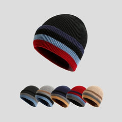 Fleece Cuffed Knitted Hat Outdoor Sports Warm Cap