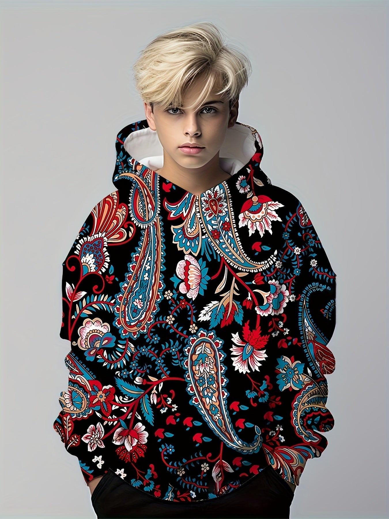 Paisley 3D Print Hoodie Kids Hip Hop Sports Casual Tops