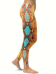 Snakeskin Yoga Leggings: Stylish High Waist Activewear for Women