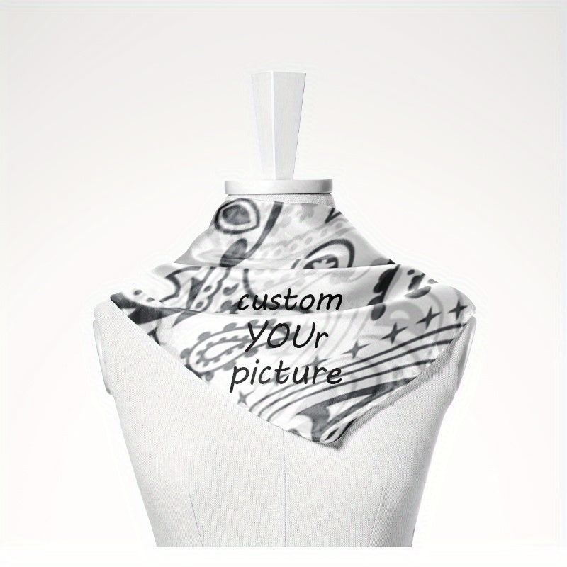 Personalized Square Scarf with Your Photo Emblem Soft Polyester Versatile Shawl
