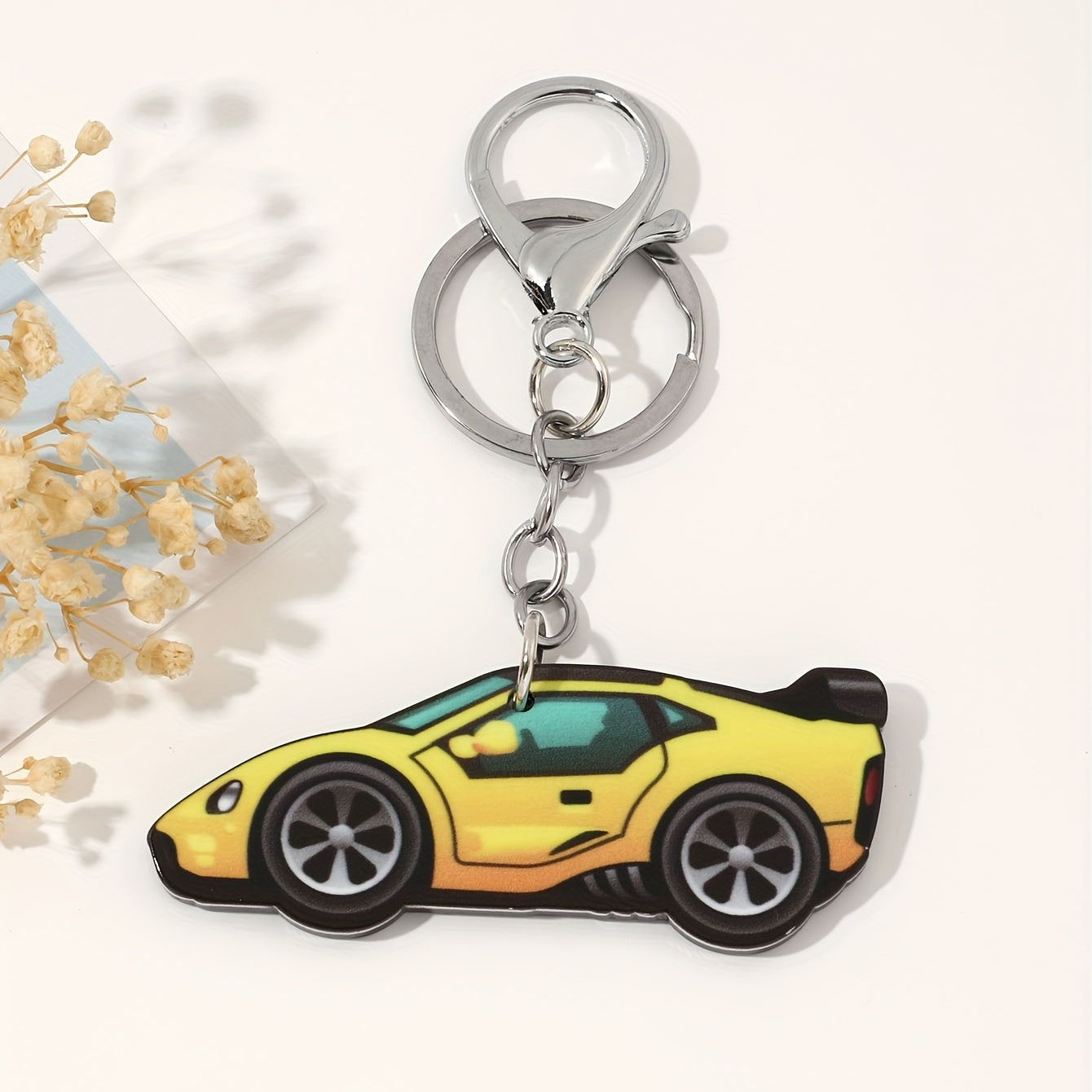 Stylish Yellow Sports Car Key Chain