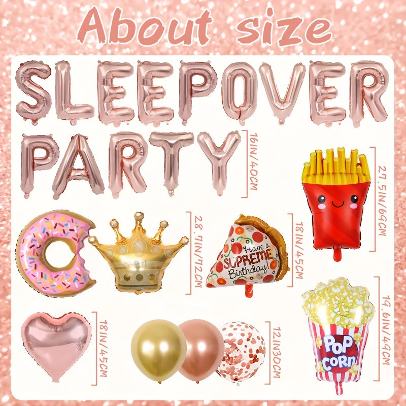 Sleepover Party Decorations Letter Heart Latex Balloons Girls Supplies